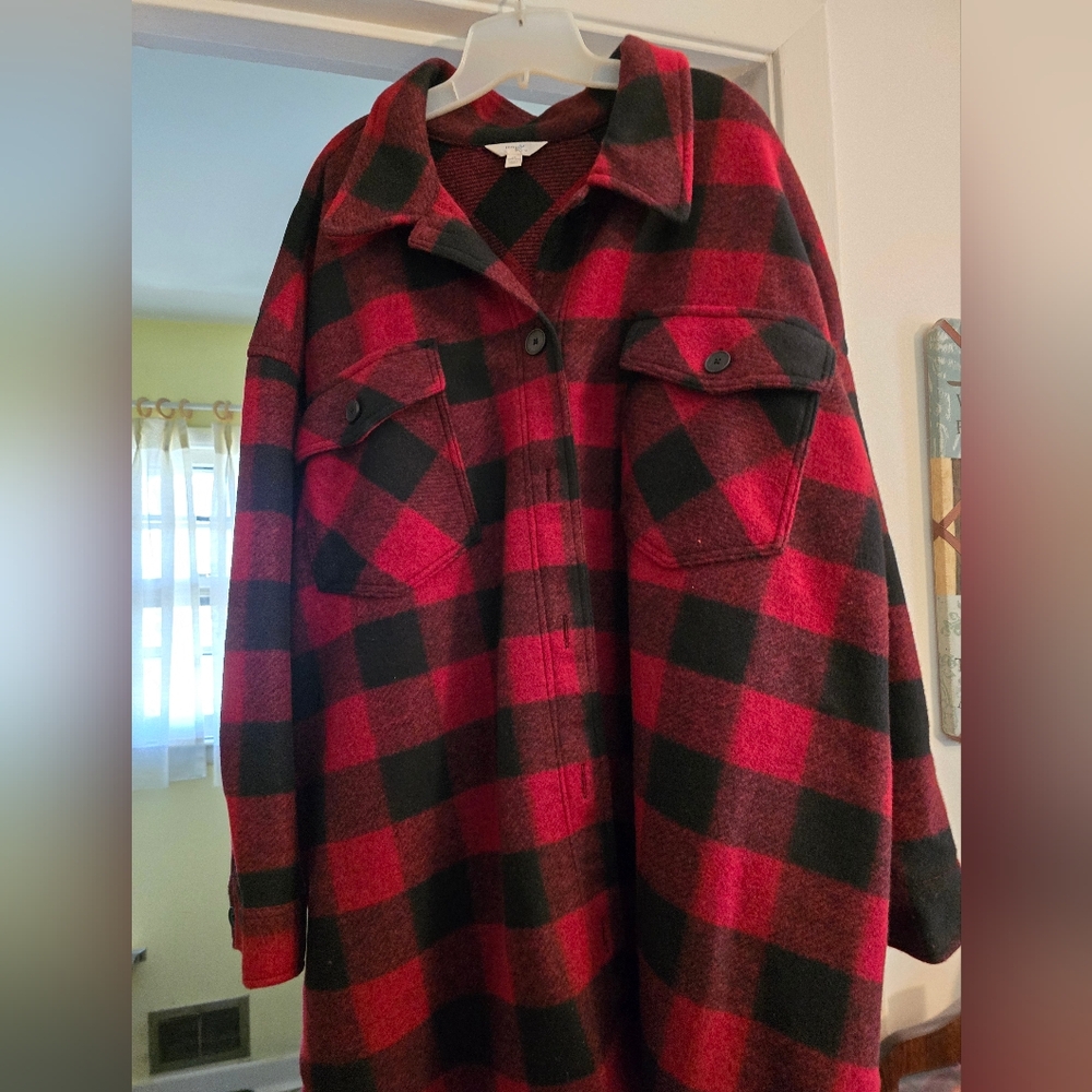 Plaid Flannel Jacket - Red and Black